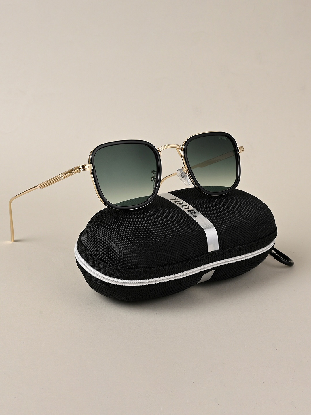 

IDOR Unisex Square Sunglasses with UV Protected Lens 2297-GD-GRN, Green