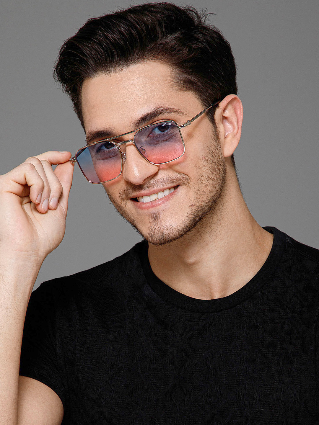 

IDOR Unisex Rectangle Sunglasses with UV Protected Lens 2286-SLV-GRD, Blue
