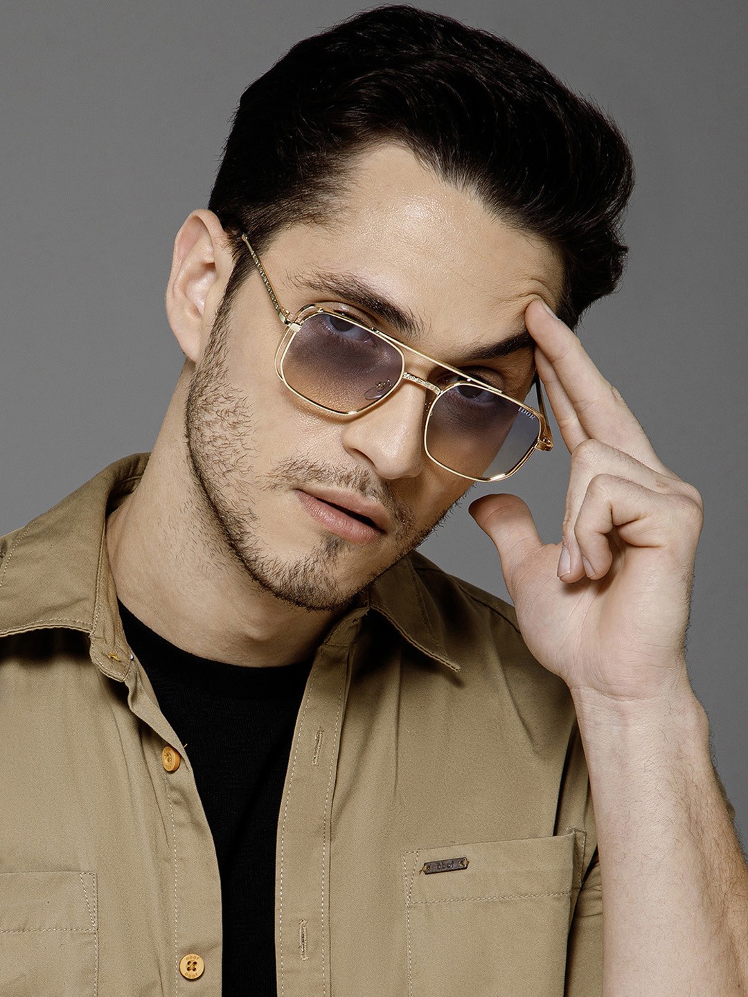 

IDOR Unisex Aviator Sunglass with UV Protected Lens 1913-GD-GRDBLU, Blue