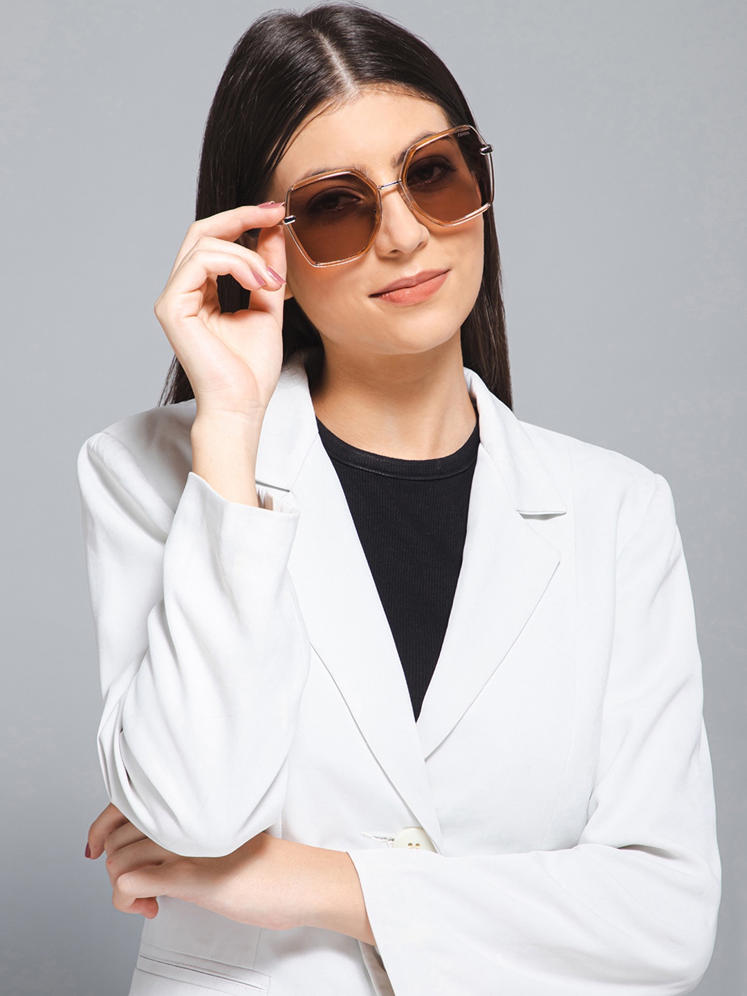 

IDOR Unisex Rectangle Sunglasses with Polarised Lens 2227-T1, Black