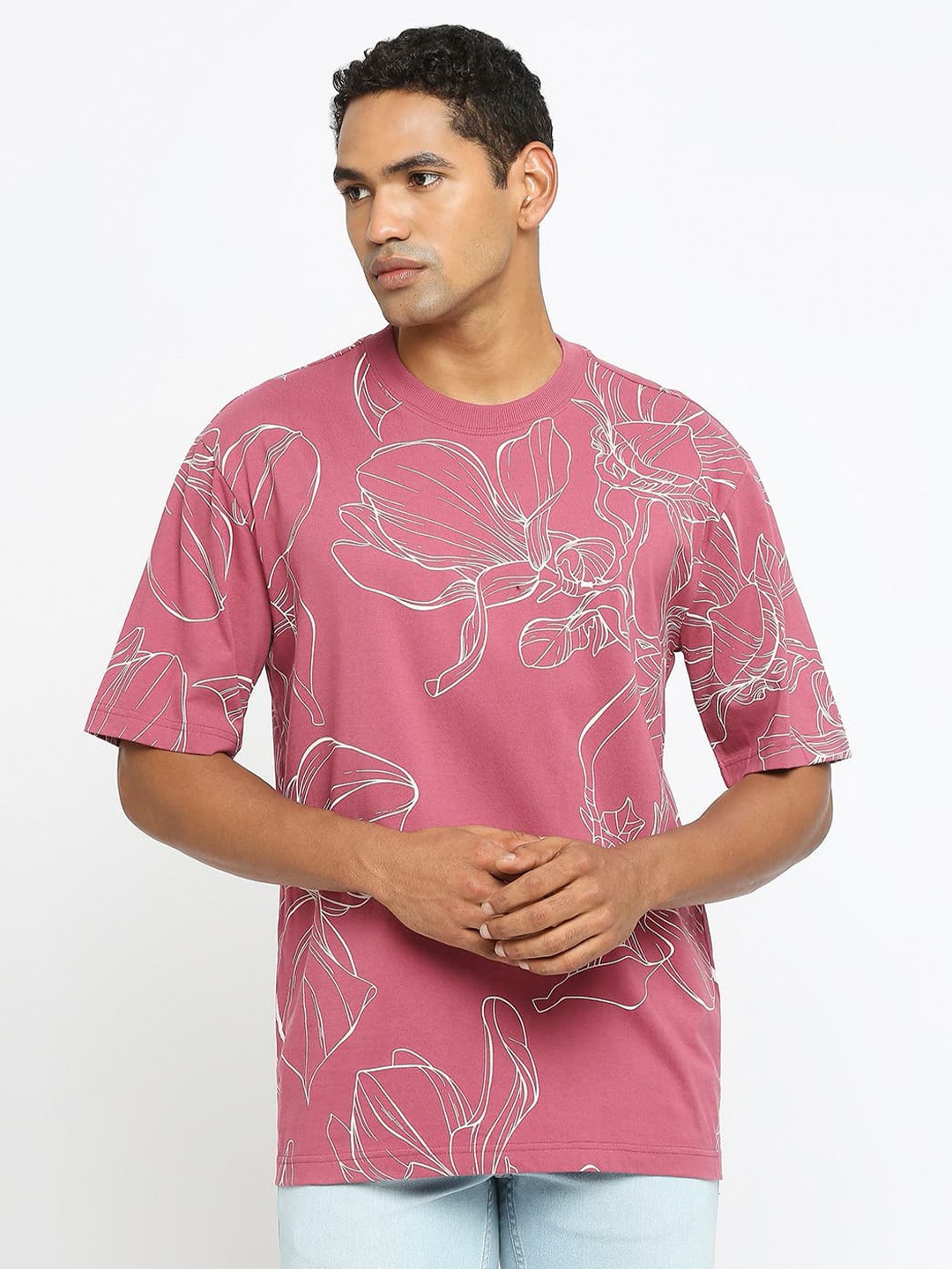 

Basics Round Neck Cotton Relaxed Fit T-shirt, Maroon