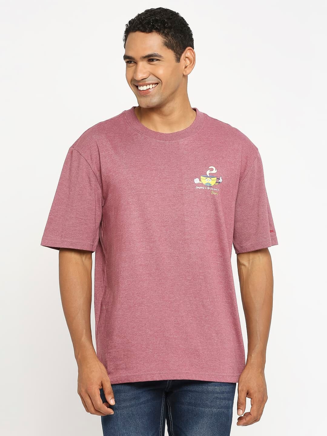 

Basics Round Neck Cotton Relaxed Fit T-shirt, Pink