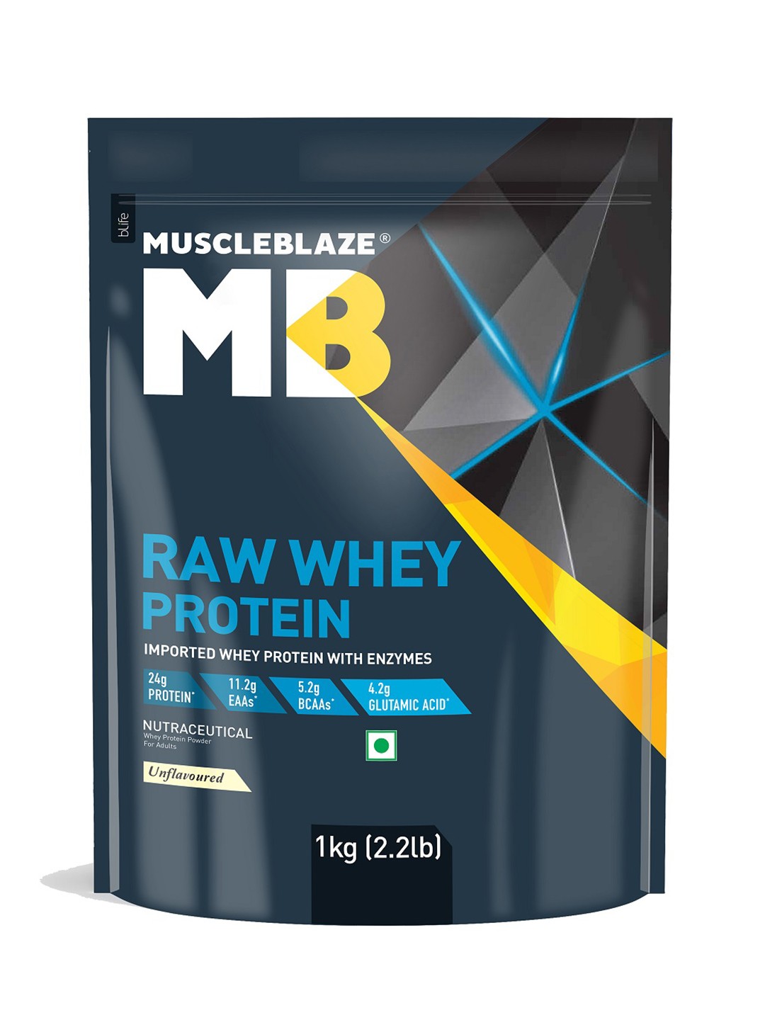 

MuscleBlaze Raw Whey Protein Concentrate Unflavoured- 1kg, White