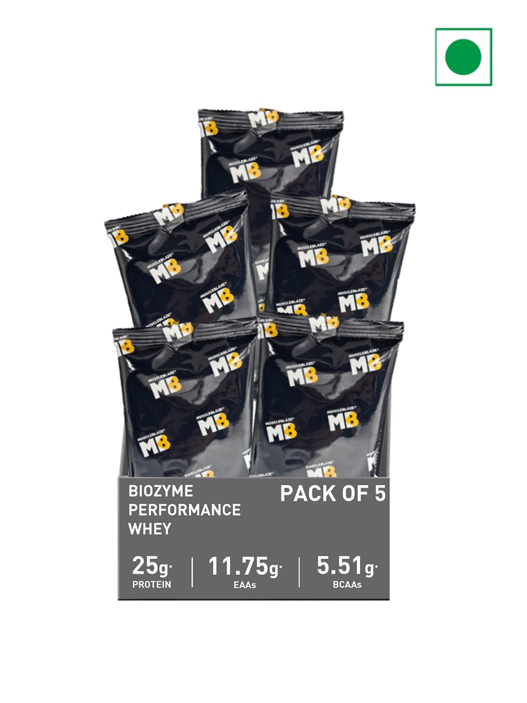 

MuscleBlaze Pack Of 5 Biozyme Performance WheyRich Chocolate, Grey