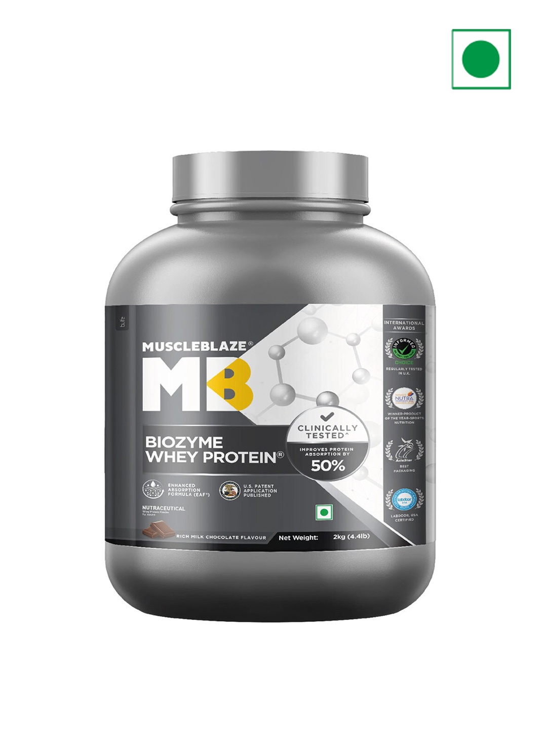 

MuscleBlaze Biozyme Whey Protein Rich Milk Chocolate-2 Kg, Grey
