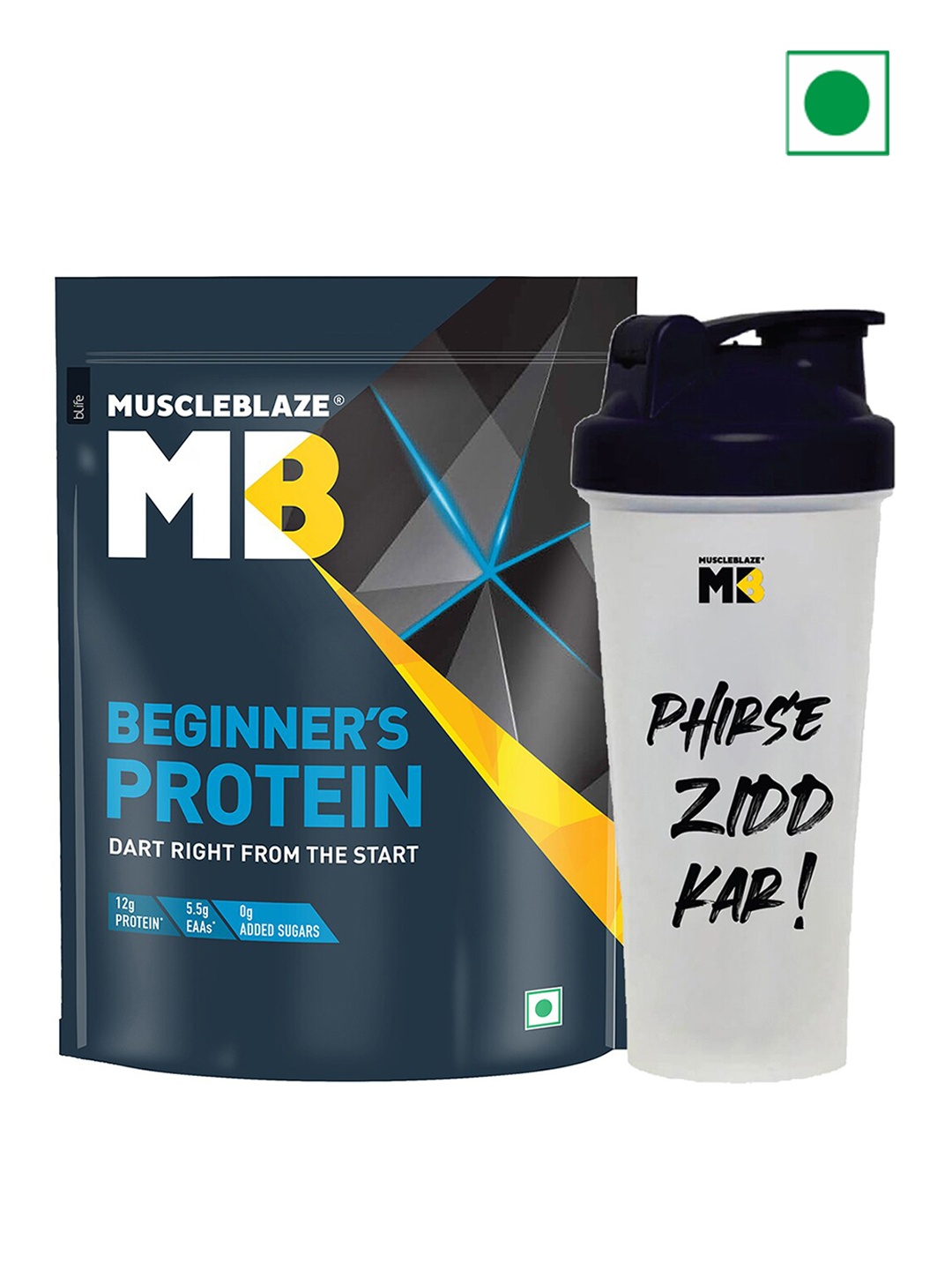 

MuscleBlaze Beginner's Chocolate Protein With Plastic Shaker -650Ml, Brown