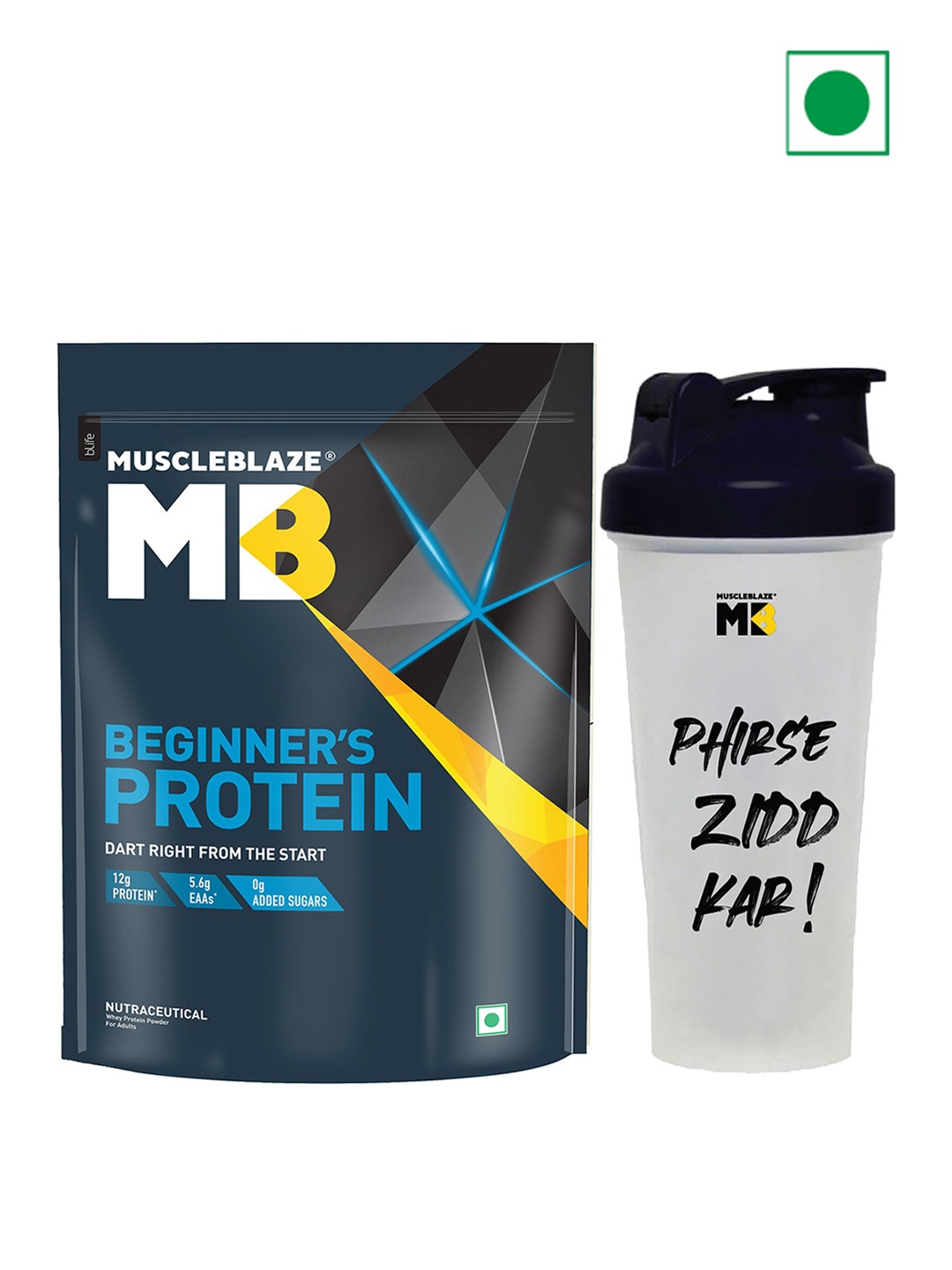 

MuscleBlaze Beginner's Whey Protein With Shaker- Cookies& Cream Flavor - 1Kg, White