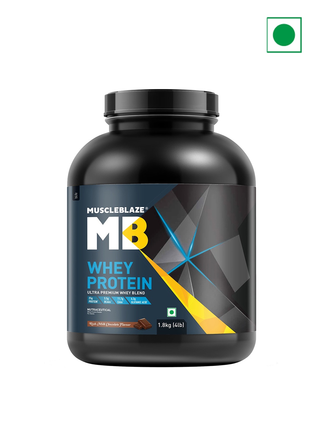 

MuscleBlaze 100% Whey Protein Rich Milk Chocolate Flavour-1.8 kg, Brown