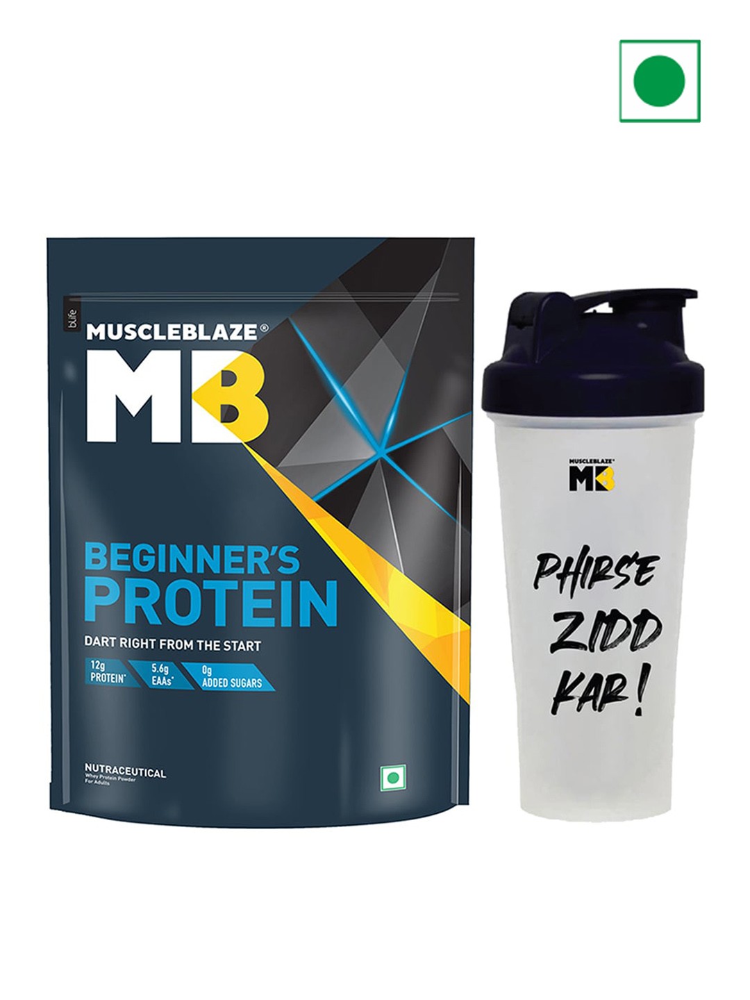 

MuscleBlaze Beginner's Whey Chocolate Flavour Protein With Shaker- 1Kg, Brown