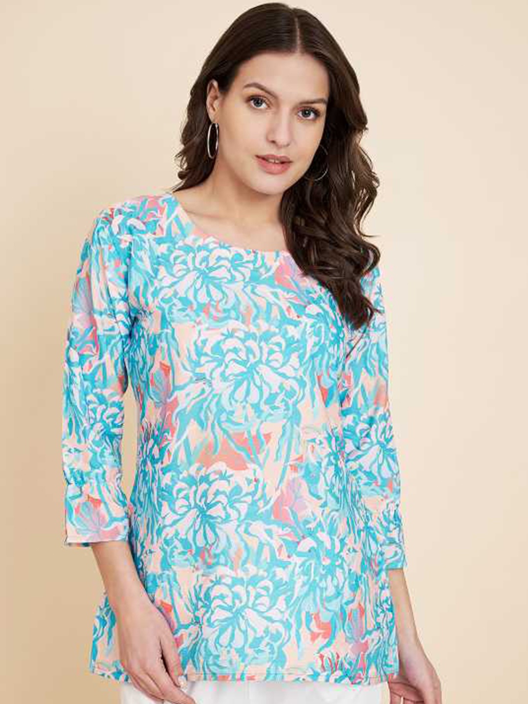 

VAIRAGEE Floral Printed Round Neck Top, Blue