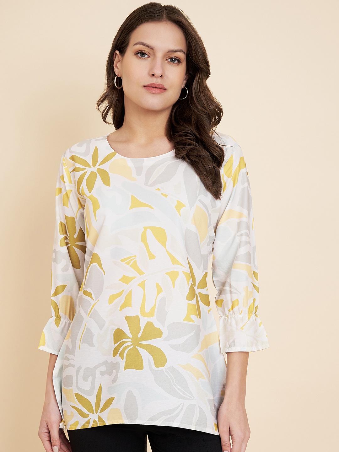 

VAIRAGEE Floral Printed Bell Sleeves Top, White