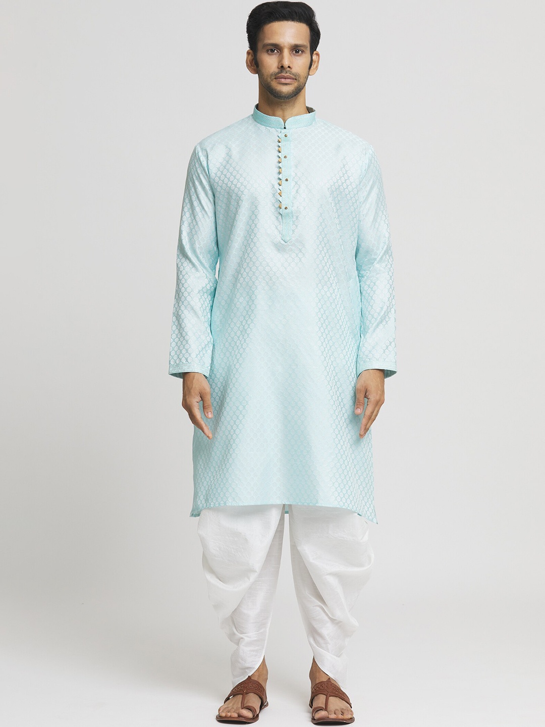 

Indian Poshakh Men Regular Kurta with Dhoti Pants, Blue