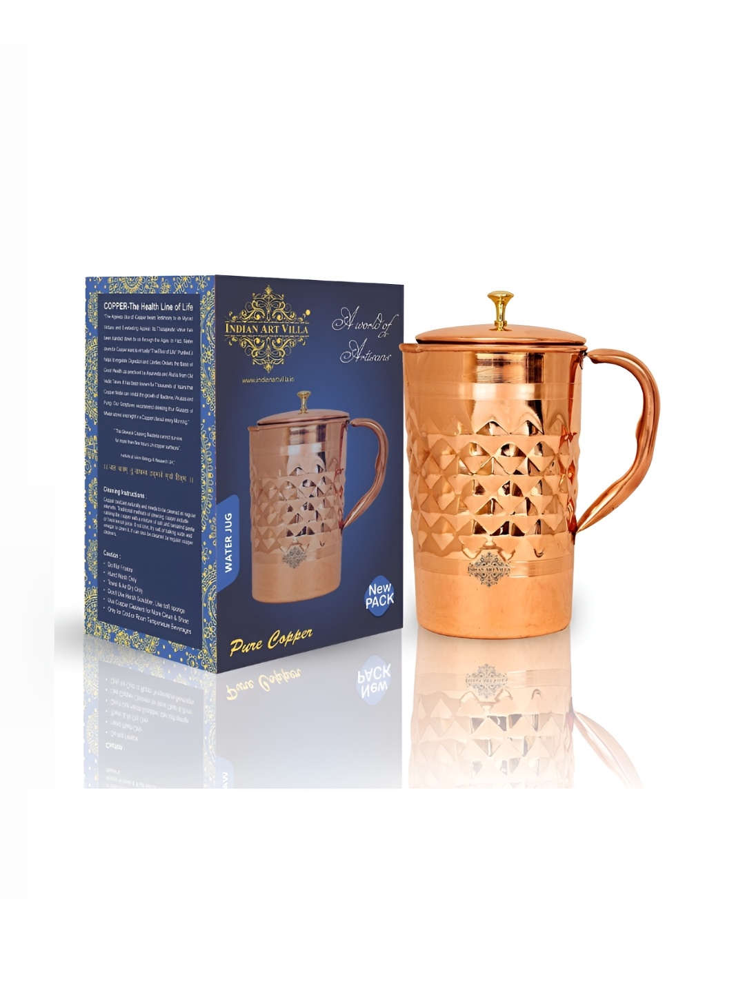 

INDIAN ART VILLA Brown Copper Water Jugs 2 L