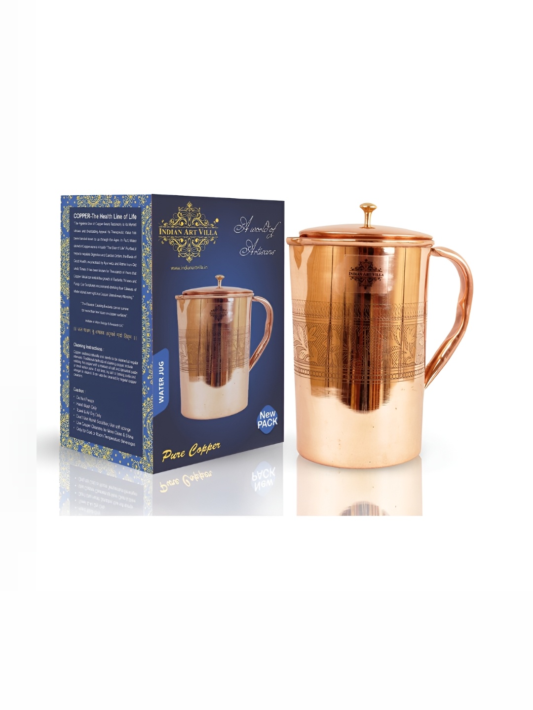 

INDIAN ART VILLA Copper Toned Textured Easy to Clean Water Jug