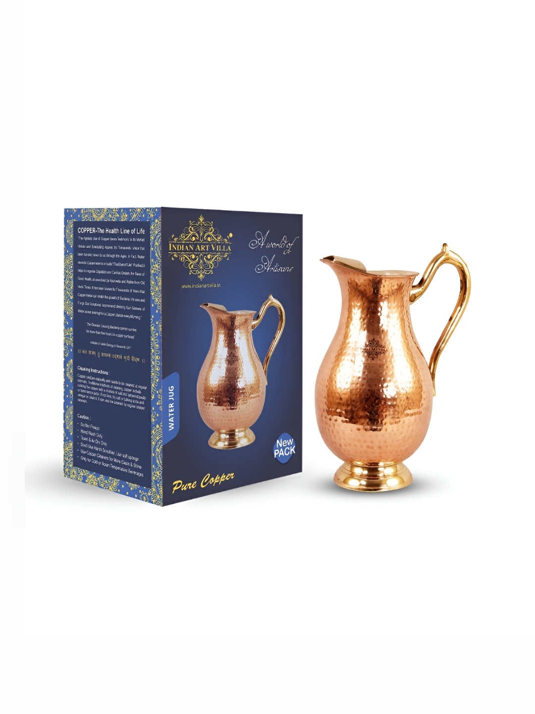 

INDIAN ART VILLA Brown Copper Water Jugs 1.75 L