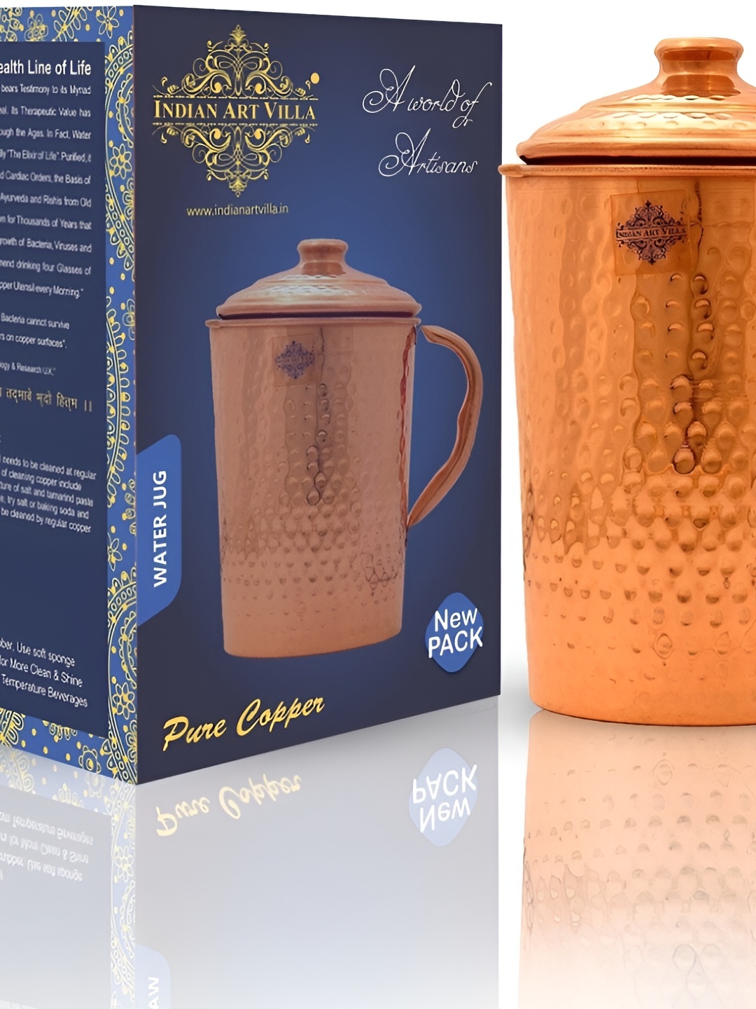 

INDIAN ART VILLA Brown Copper Water Jugs 2 L
