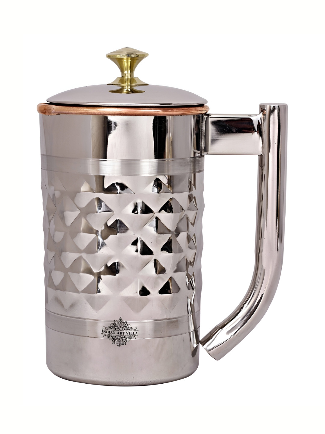 

INDIAN ART VILLA Copper Toned & Silver Toned Textured Water Jug