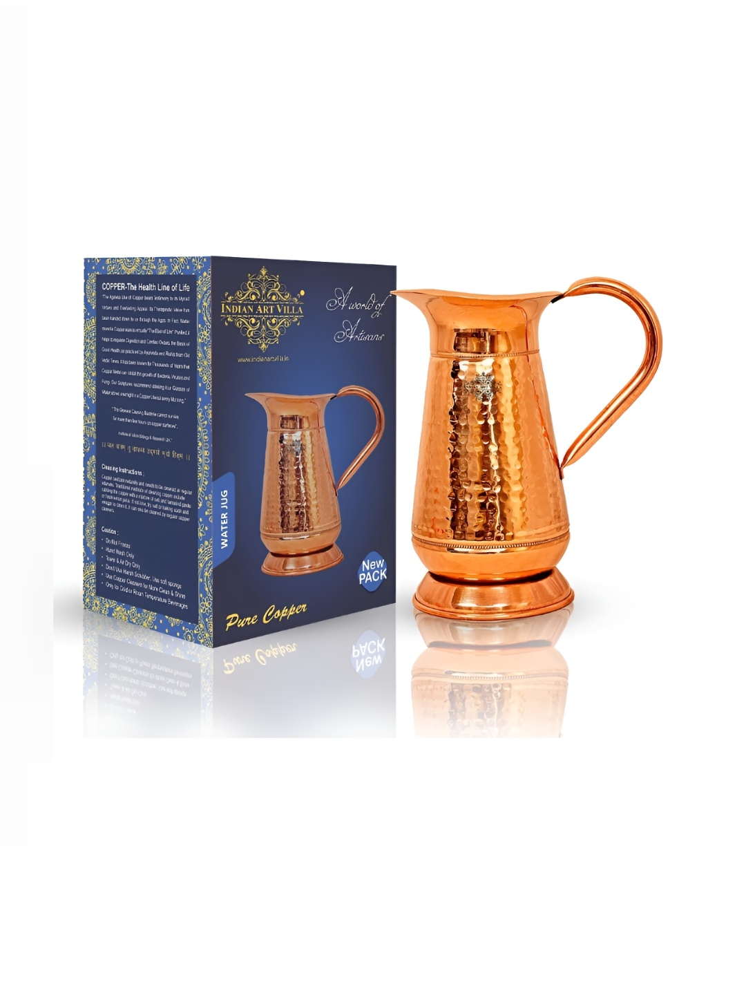 

INDIAN ART VILLA Brown Copper Water Jugs 1.2 L