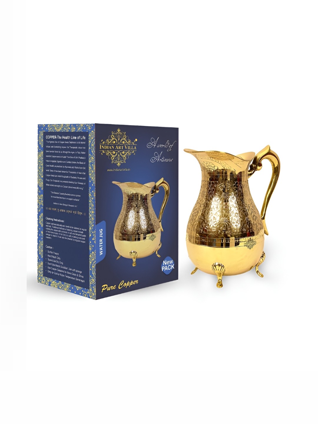 

INDIAN ART VILLA Gold-Toned Textured Brass Water Jug 1.75 L