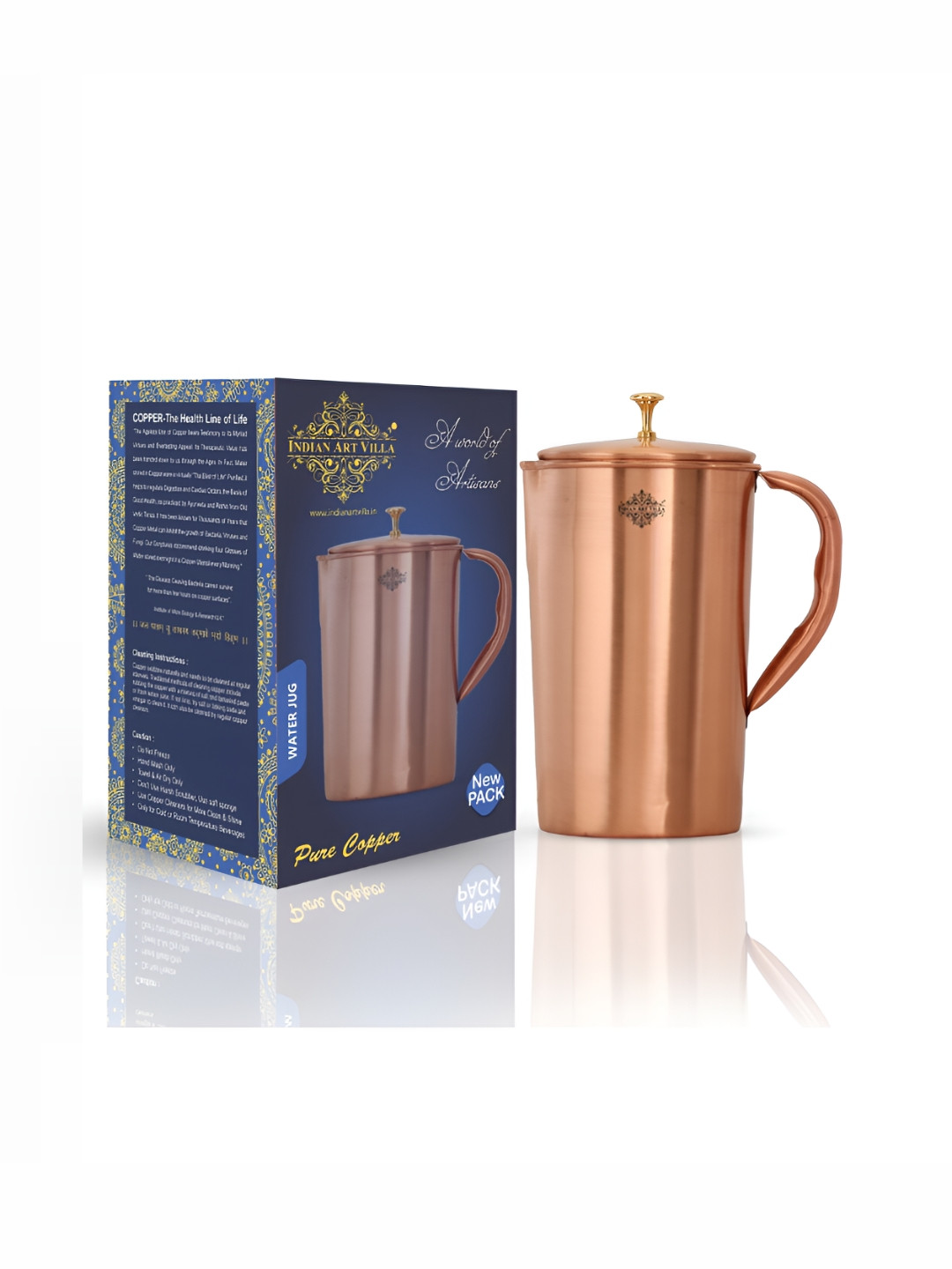 

INDIAN ART VILLA Brown Copper Water Jugs 1 L