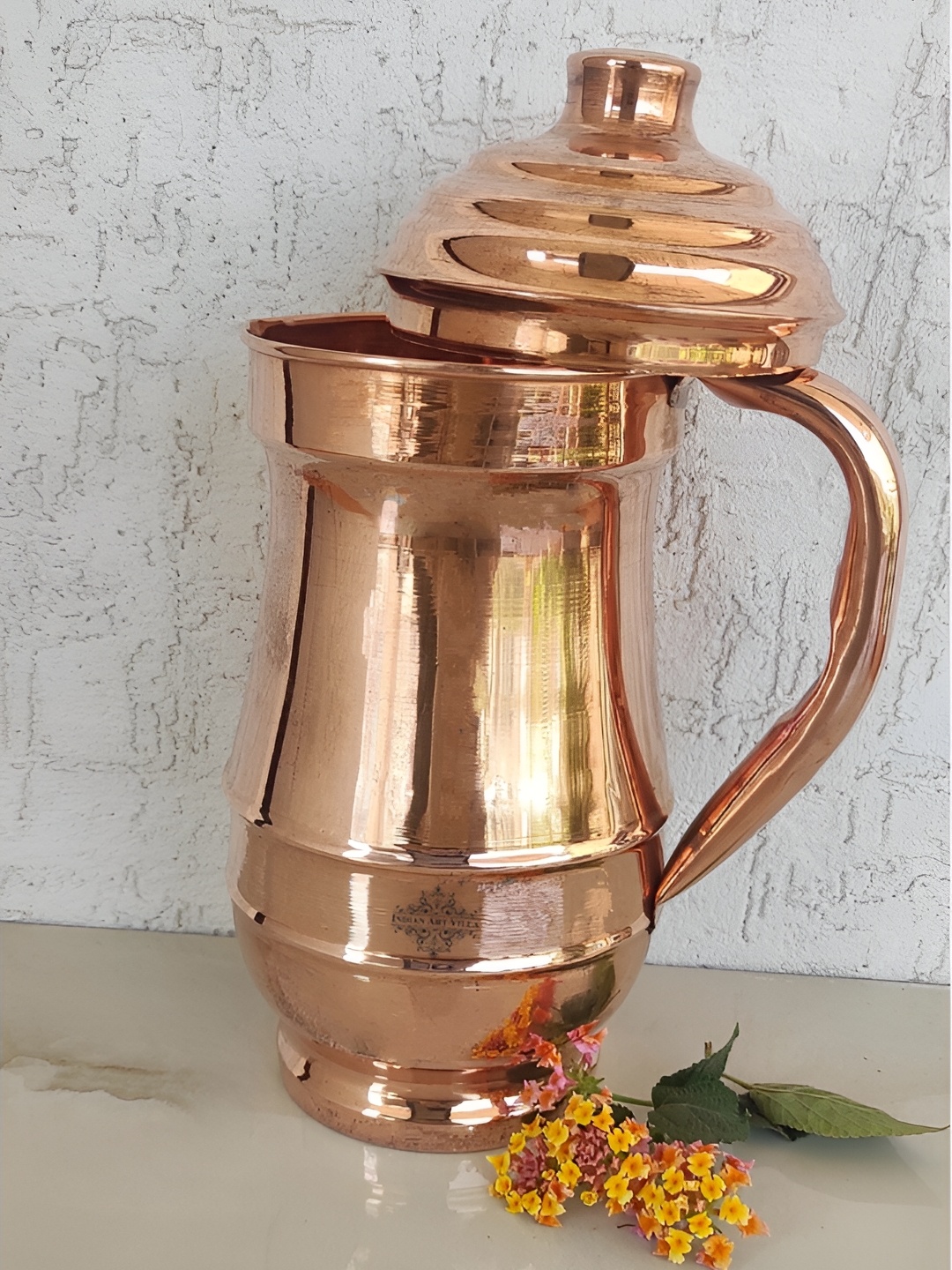 

INDIAN ART VILLA Copper Toned Easy to Clean Copper Water Jug 1.4 L