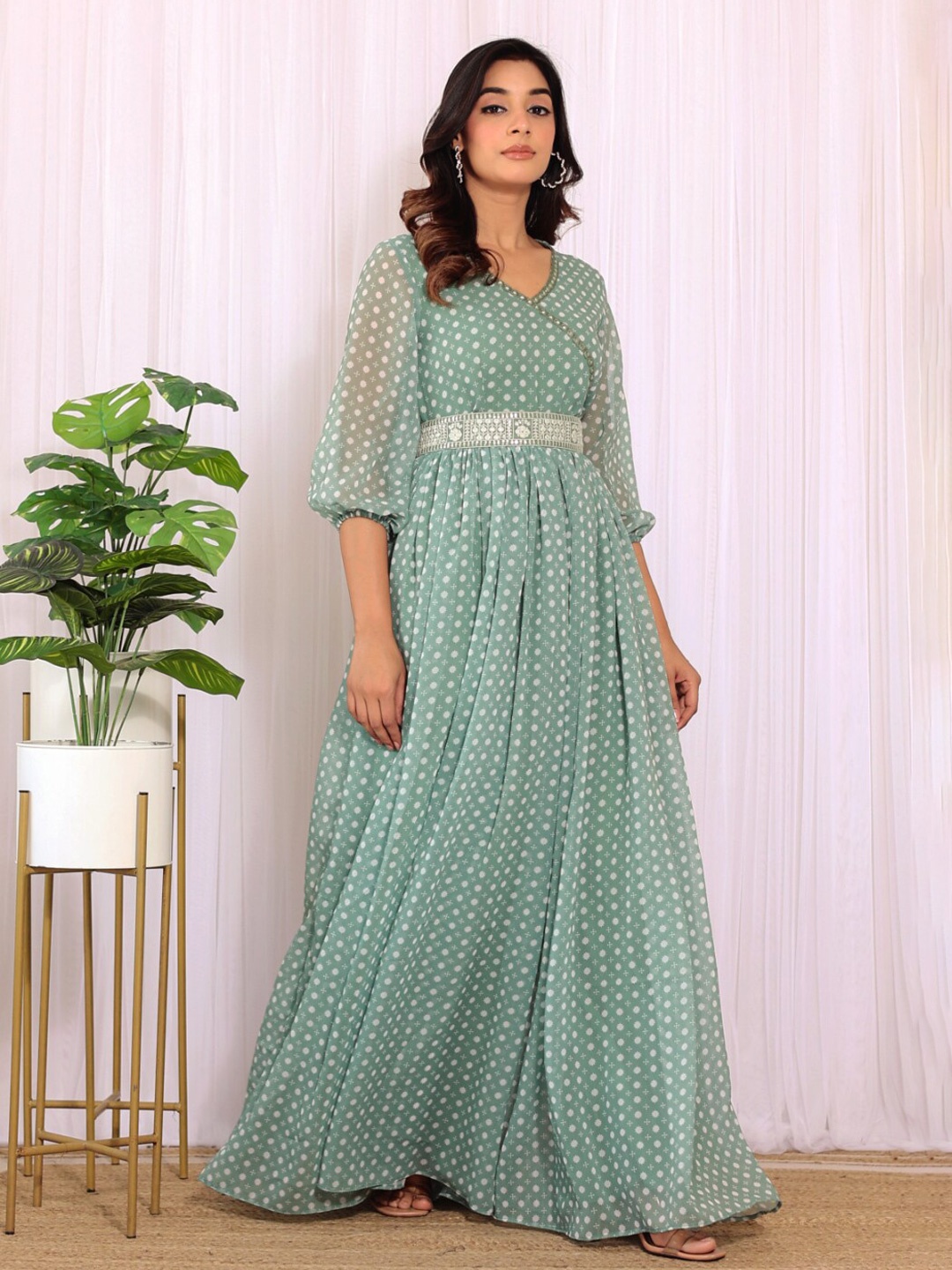 

LABEL KANUPRIYA Printed Basic Jumpsuit, Green