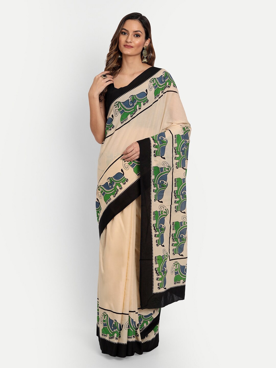 

KALINI Pure Cotton Saree, Black