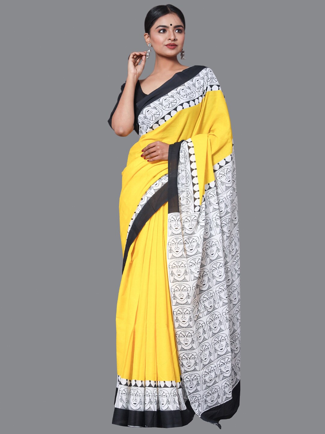 

KALINI Pure Cotton Saree, Yellow