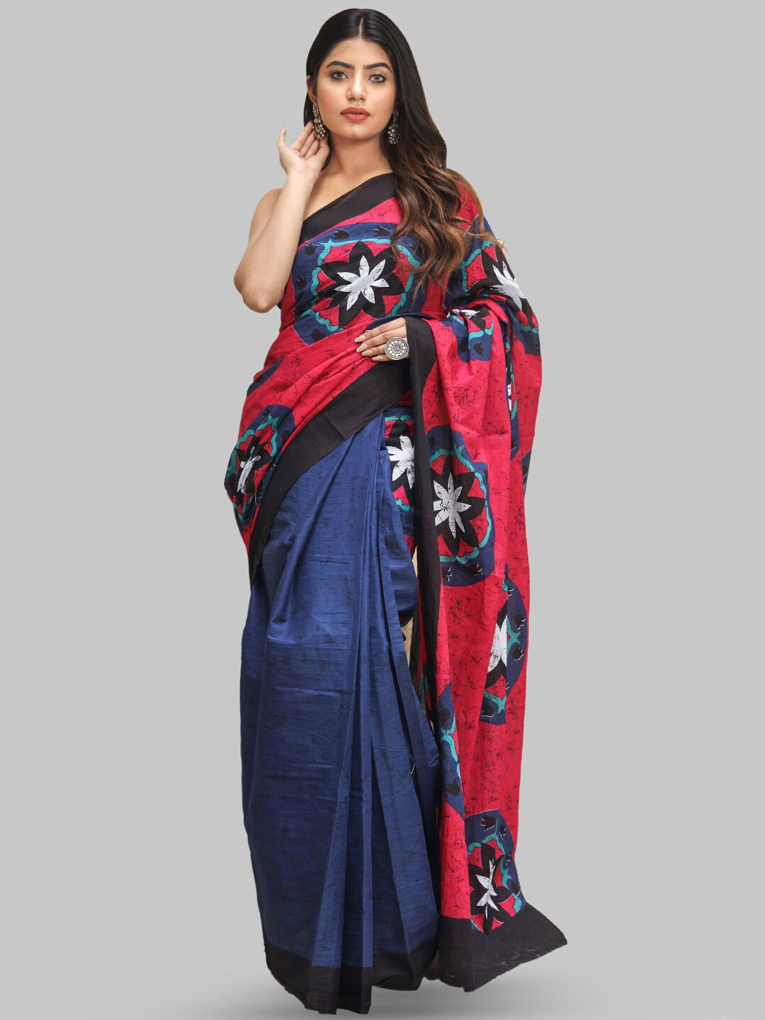 

KALINI Floral Printed Pure Cotton Saree, Maroon