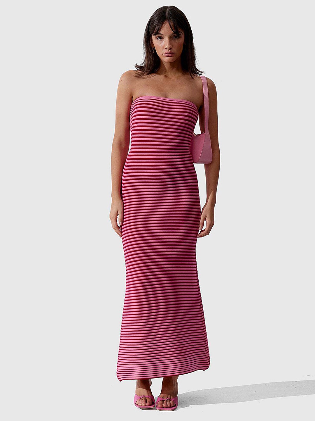 

LULU & SKY Striped Strapless Maxi Dress, Rose