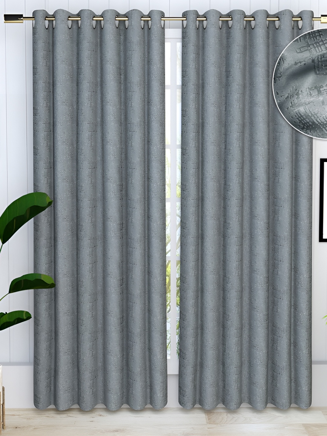 

bsb home Grey 2 Pieces Black Out Door Curtains