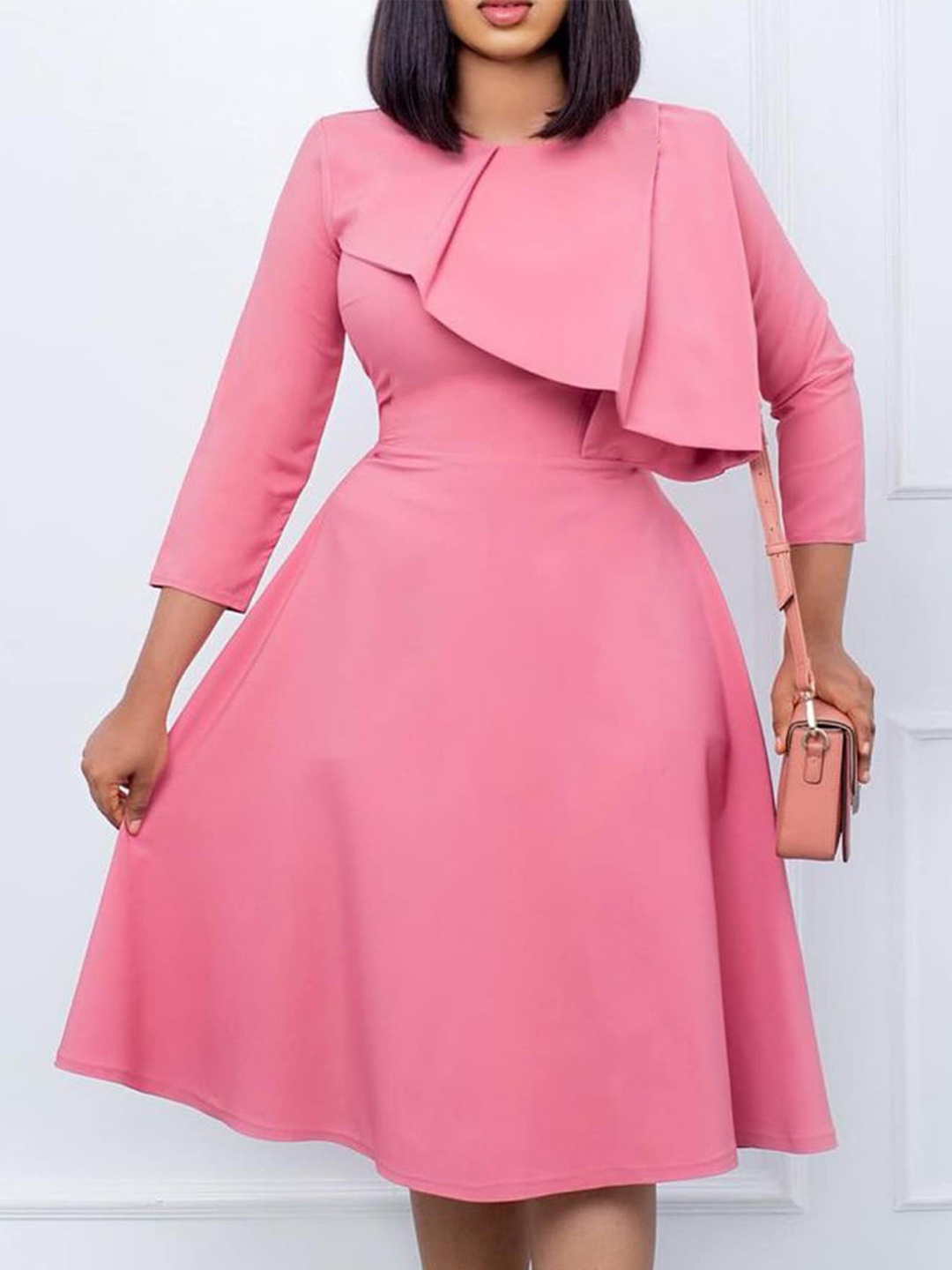 

LULU & SKY Ruffled Fit & Flare Dress, Pink
