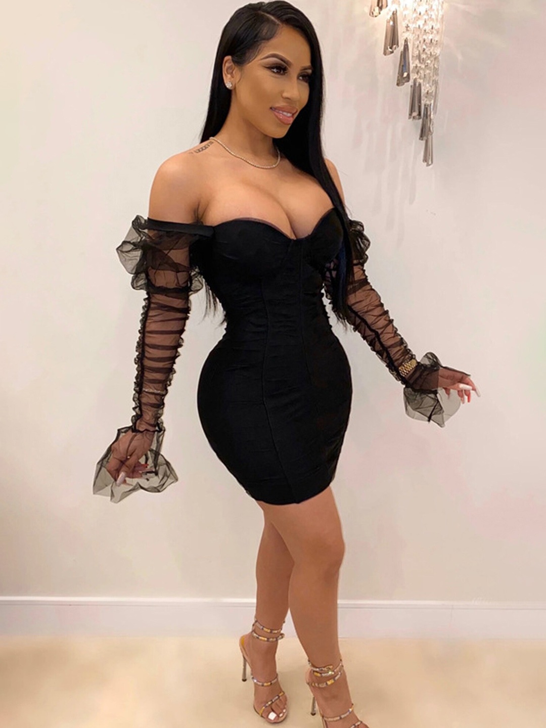

LULU & SKY Off Shoulder Bodycon Dress, Black