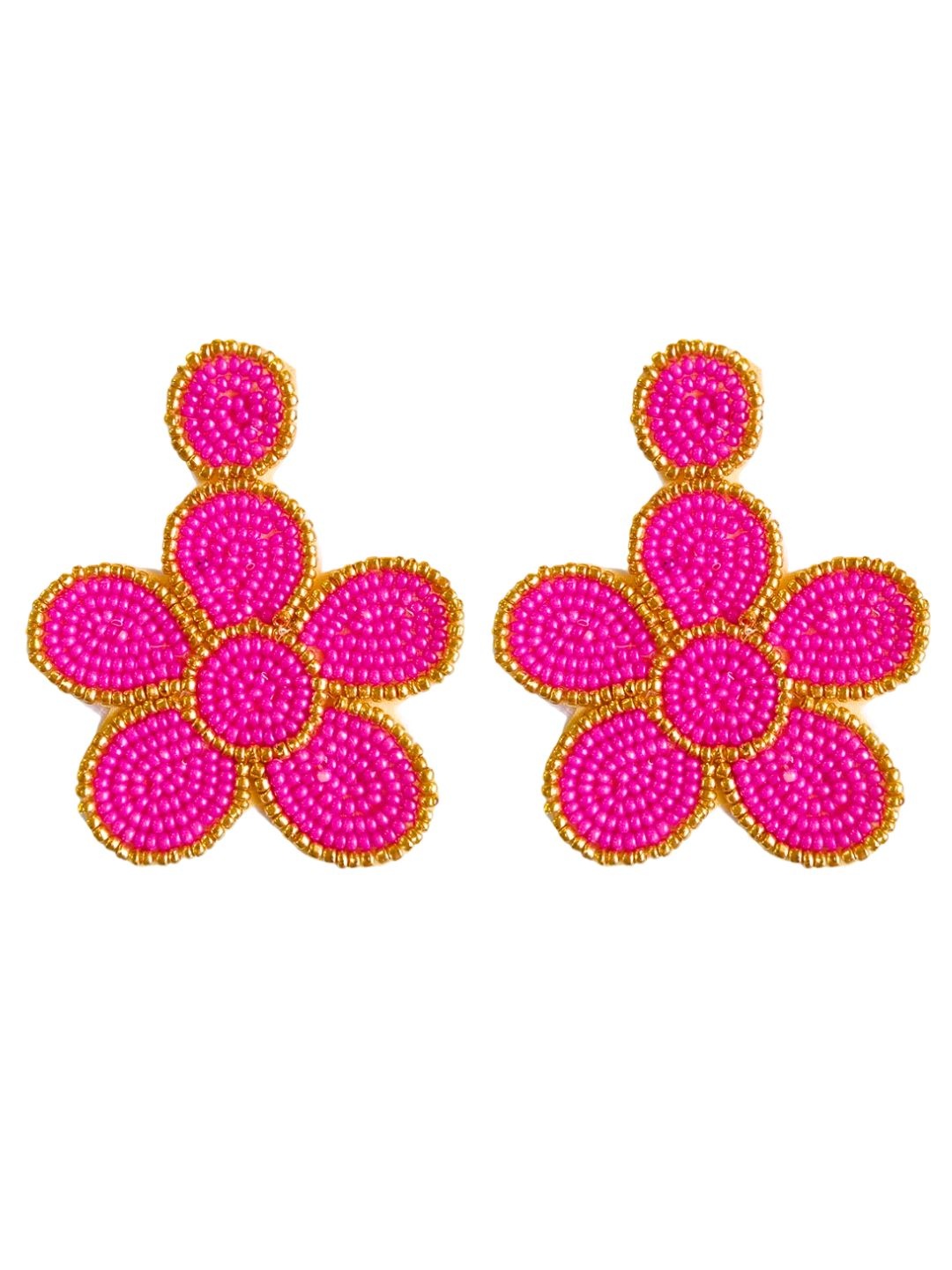 

DressBerry Beaded Bohemian Floral Studs Earrings, Pink