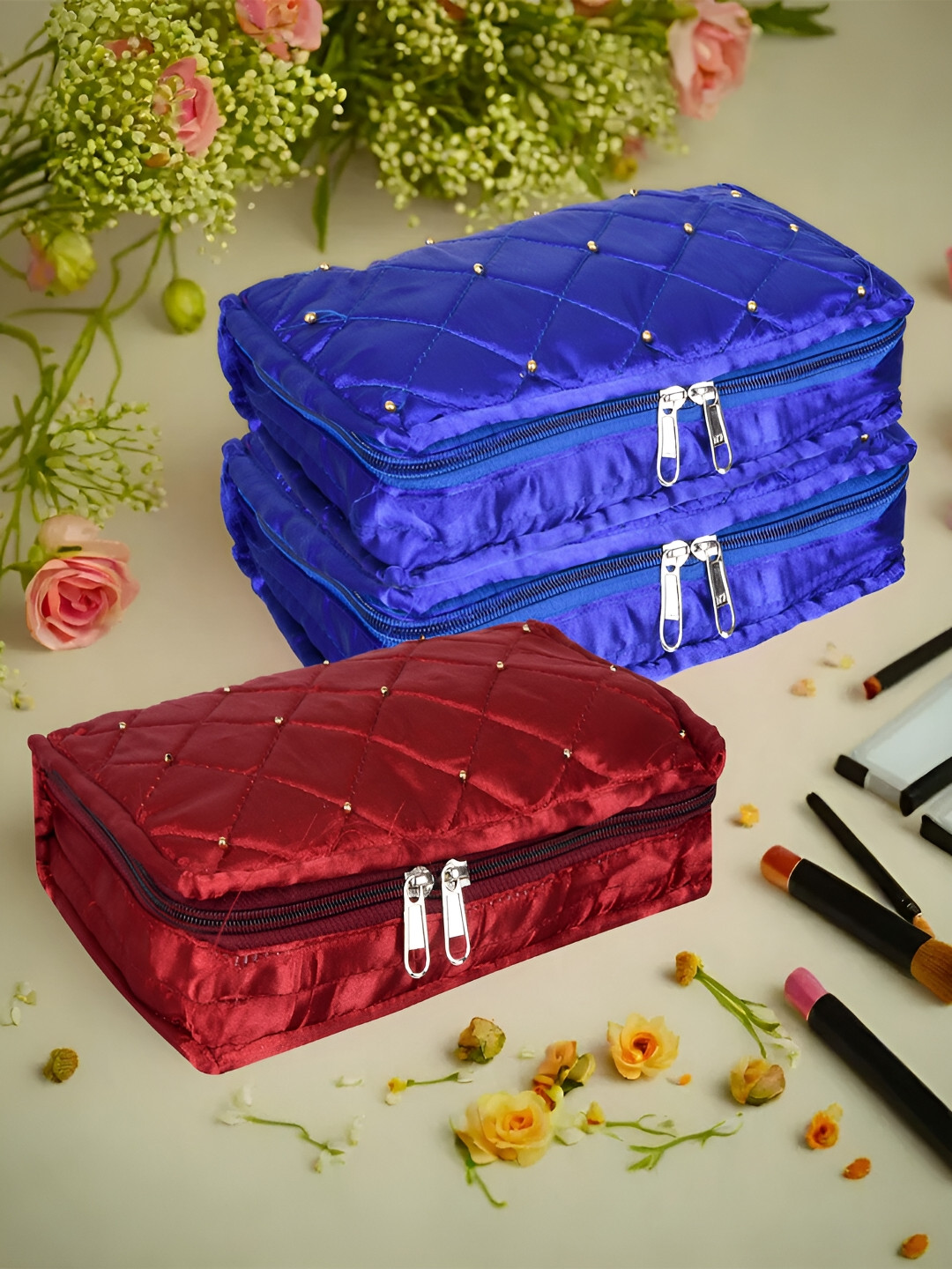 

Kuber Industries Red 3 Pieces Reusable Jewellery Organiser