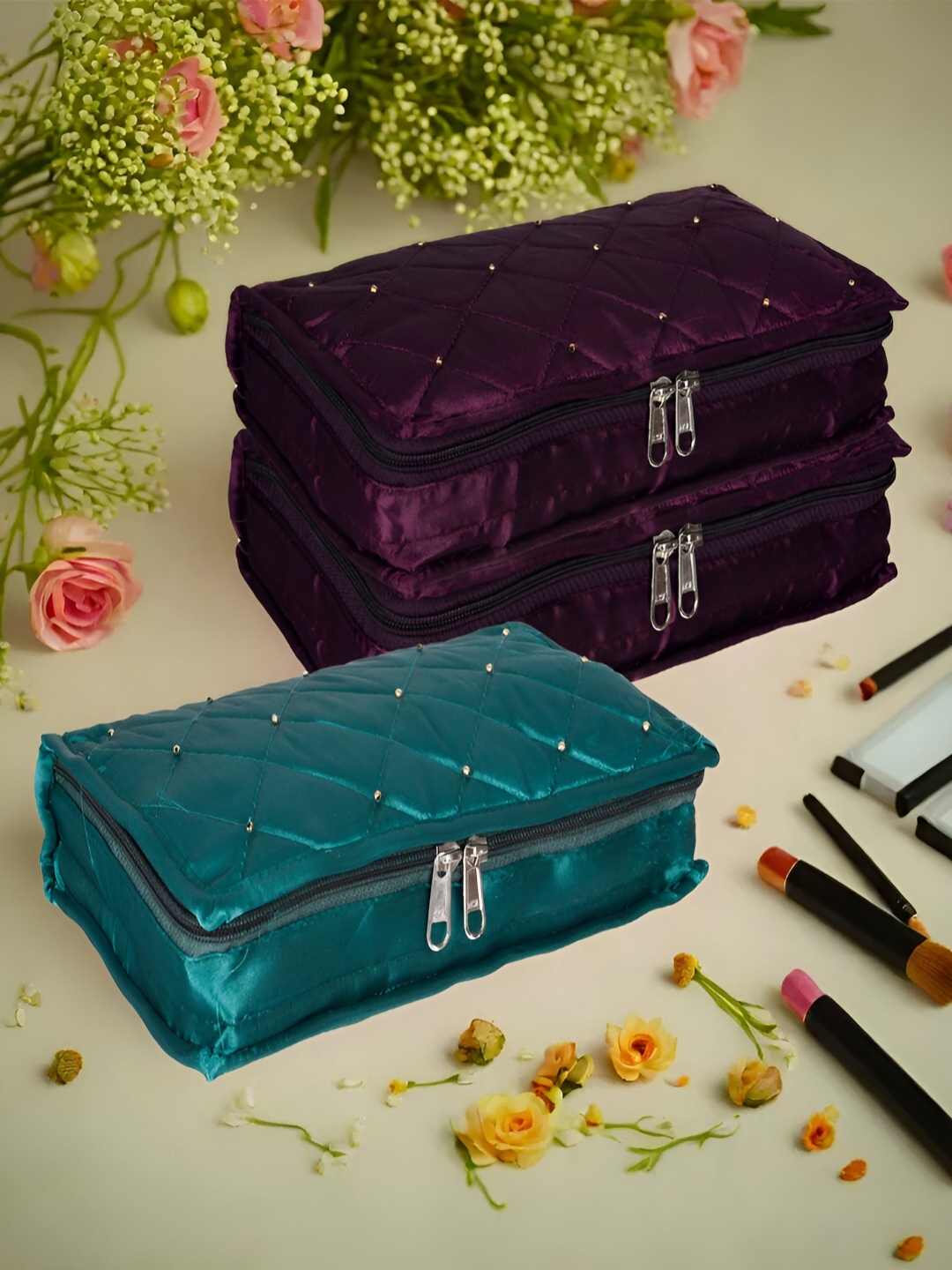 

Kuber Industries Burgundy 3 Pcs Reusable Jewellery Organisers