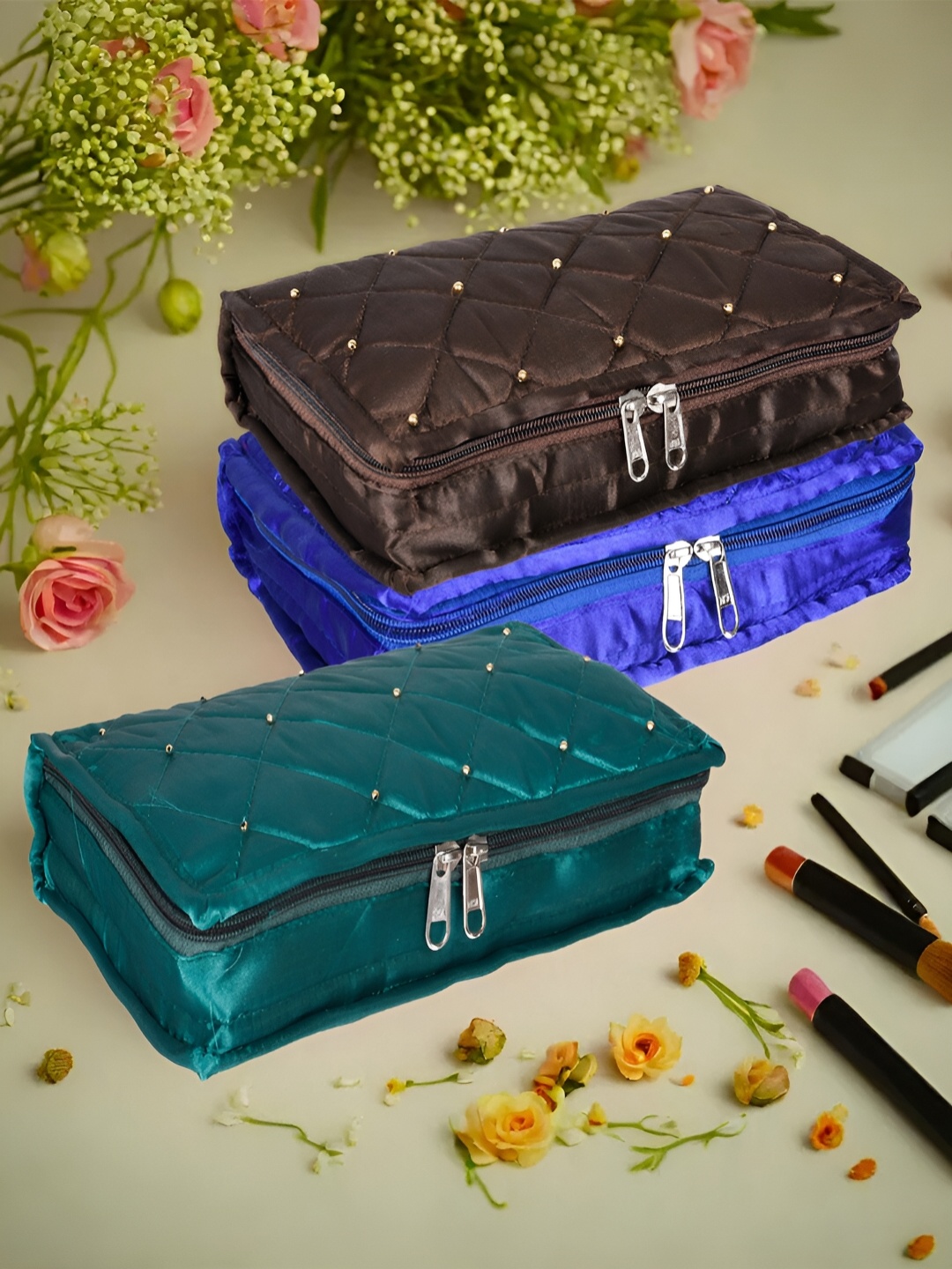 

Kuber Industries Green & Blue 3 Pieces Jewellery Organisers