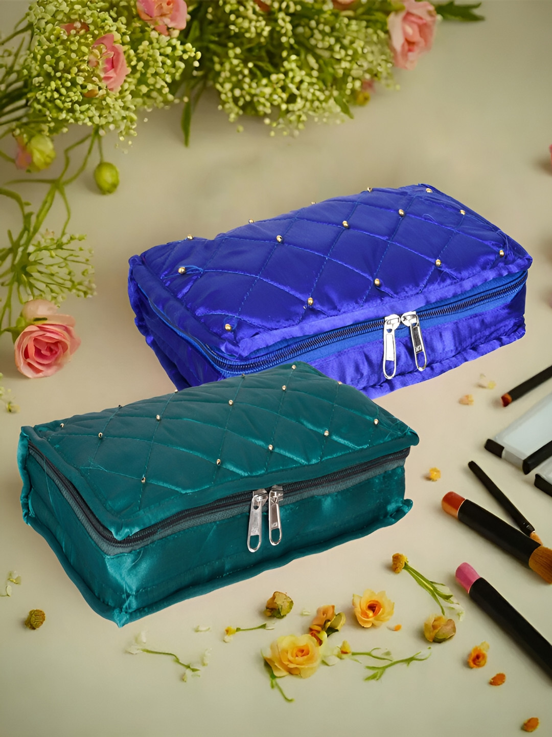 

Kuber Industries Blue 2 Pcs Reusable Jewellery Organisers