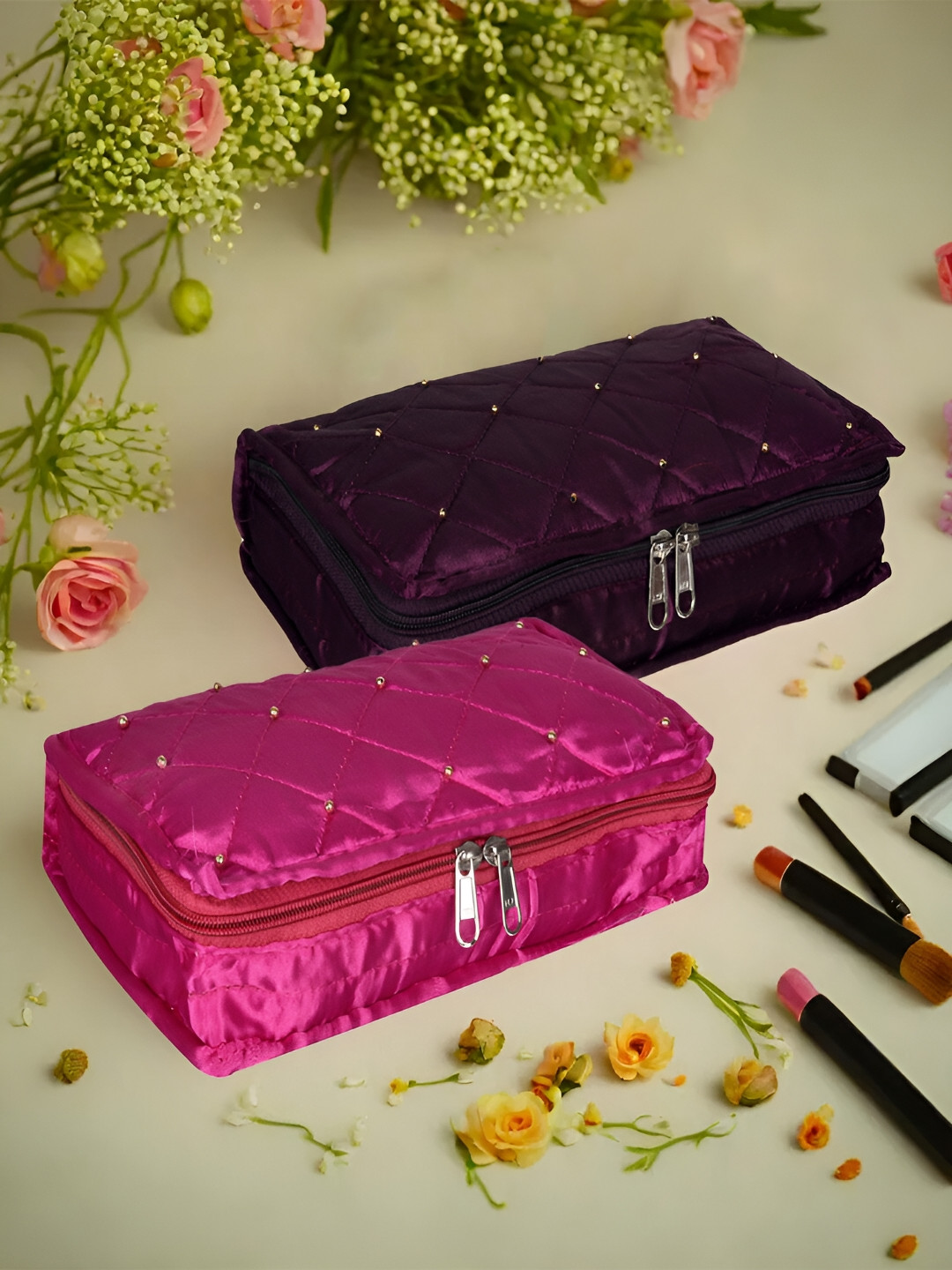 

Kuber Industries Red 2 Pcs Reusable Jewellery Organisers