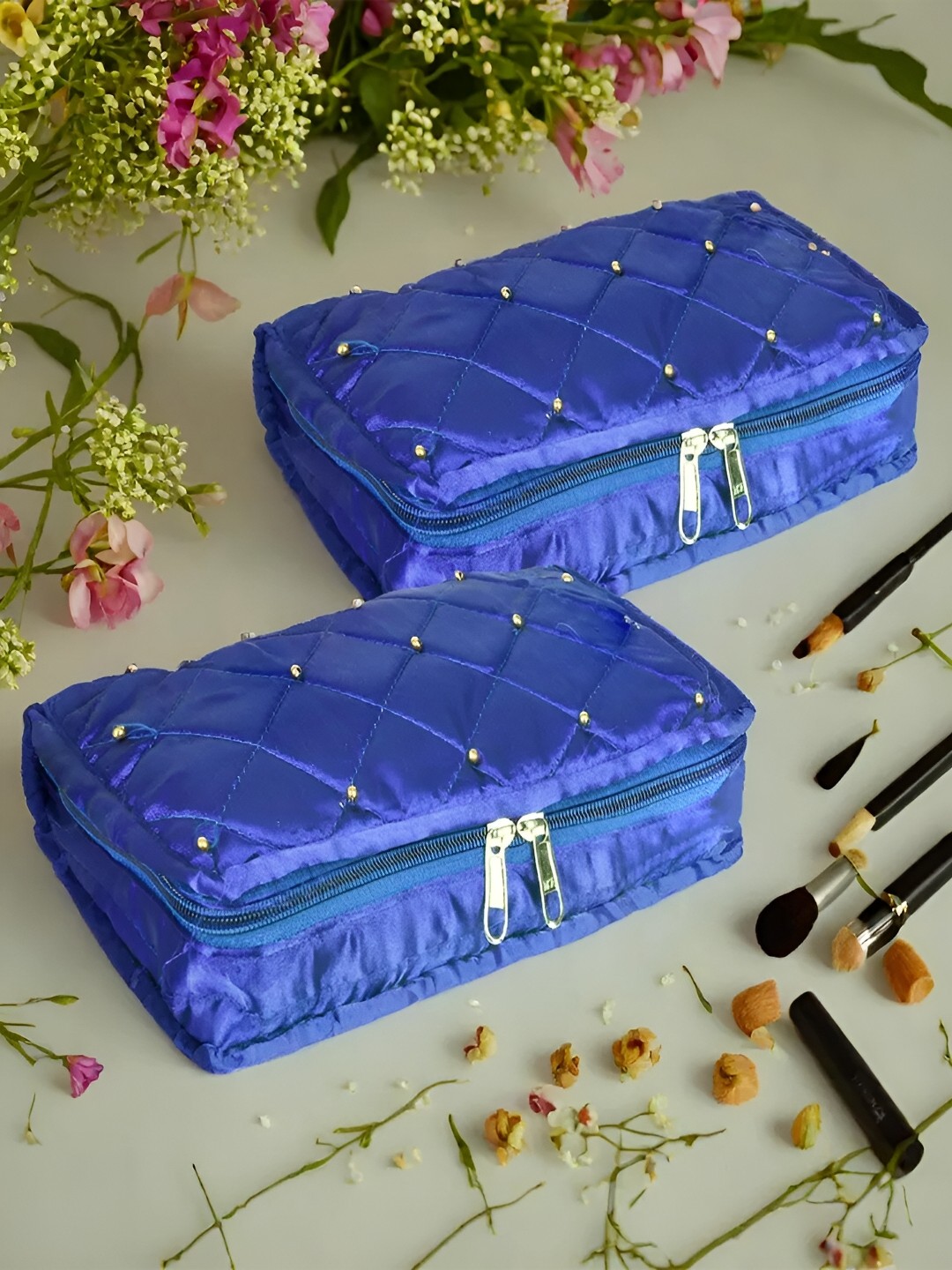 

Kuber Industries Blue 2 Pieces Reusable Jewellery Organisers