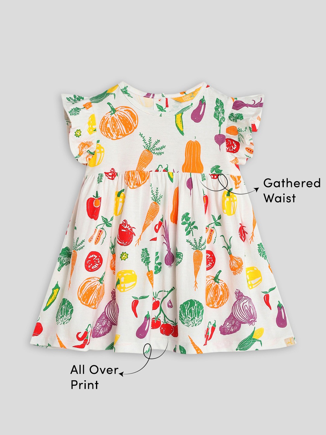 

Somersault Girls Print Flutter Sleeve Fit & Flare Dress, White