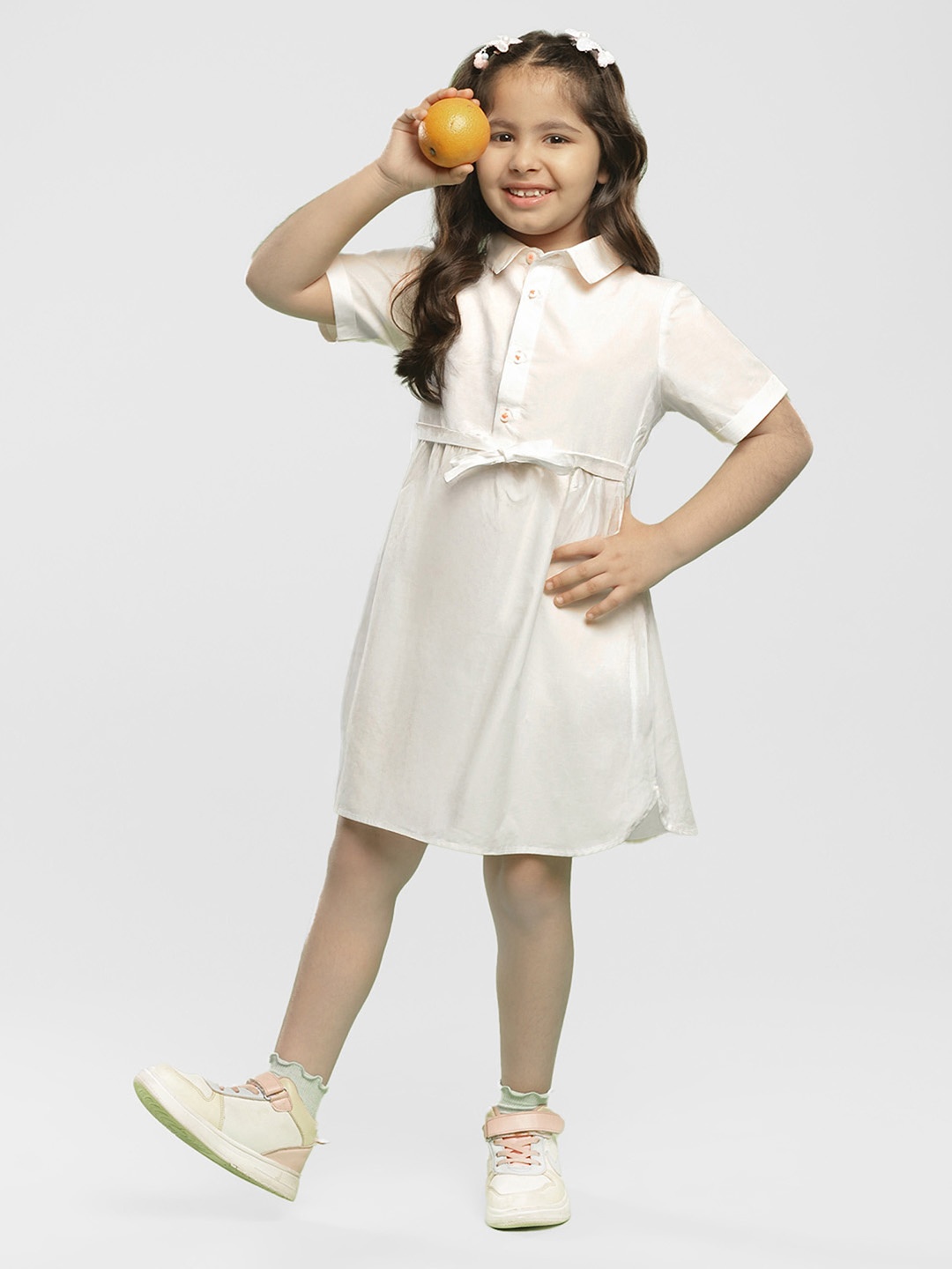 

Somersault Girls Graphic Printed Pure Cotton Shirt Dress, Cream