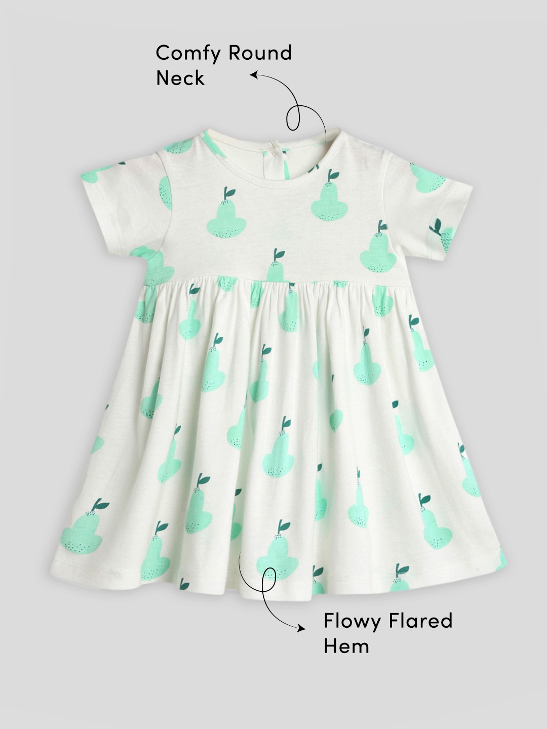

Somersault Girls Conversational Printed Cotton Flared Fit & Flare Dress, Cream