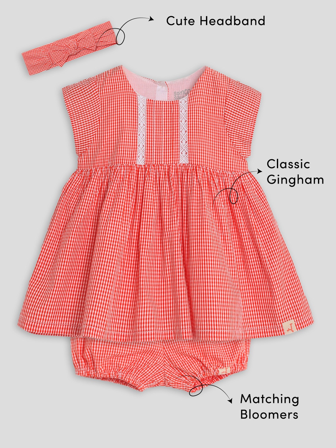 

Somersault Girls Checked Fit & Flare Dress, Red