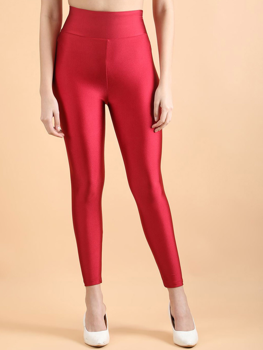 

DUNBERRY LONDON High-Waist Shimmer Ankle-Length Leggings, Maroon