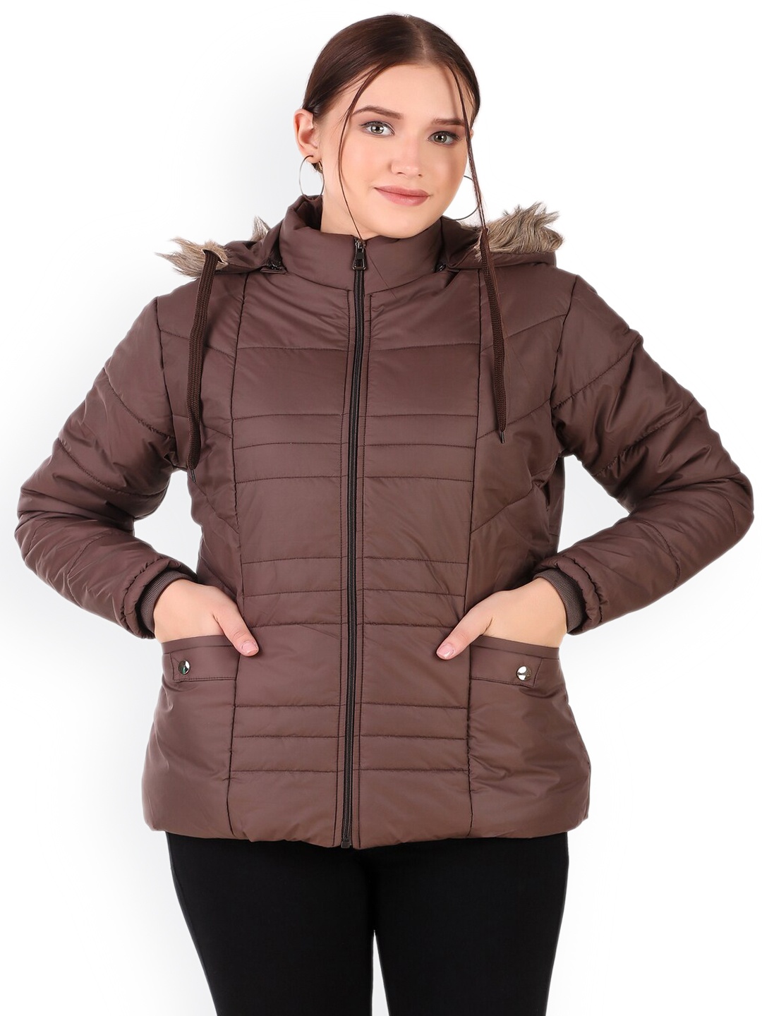 

BARSTOW Lightweight Fur Hood Padded Jacket, Brown