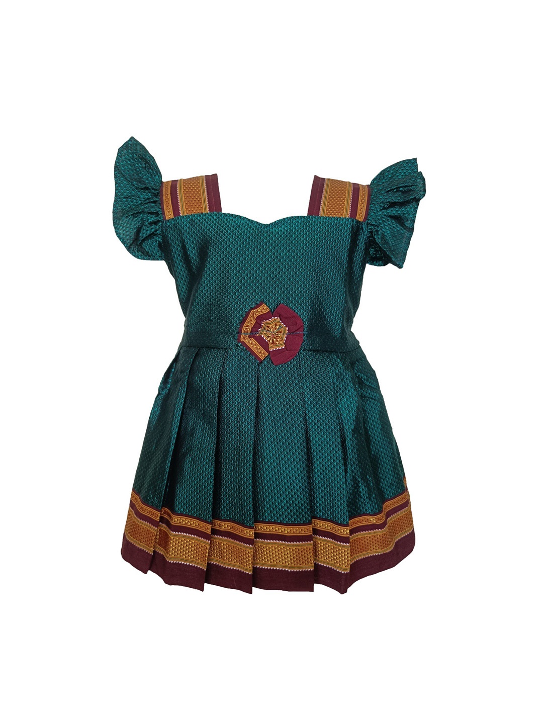 

BAESD Infant Girls Self Design Cotton Fit and Flare Ethnic Dresses, Sea green