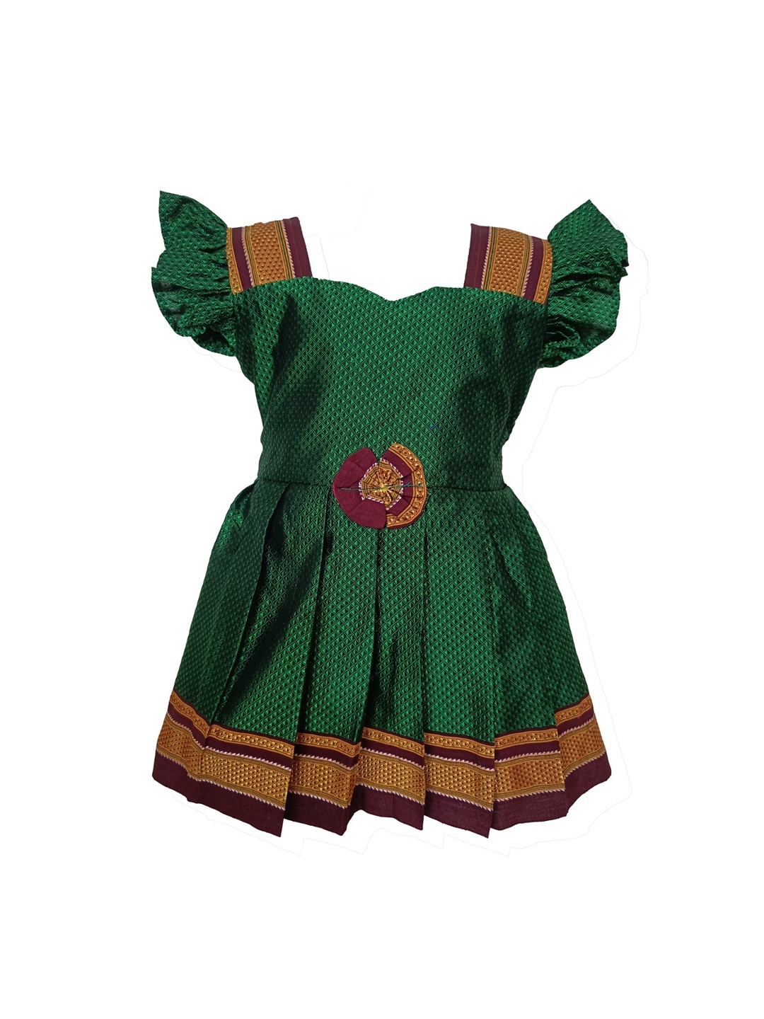 

BAESD Infant Girls Self Design Cotton Fit and Flare Ethnic Dresses, Green