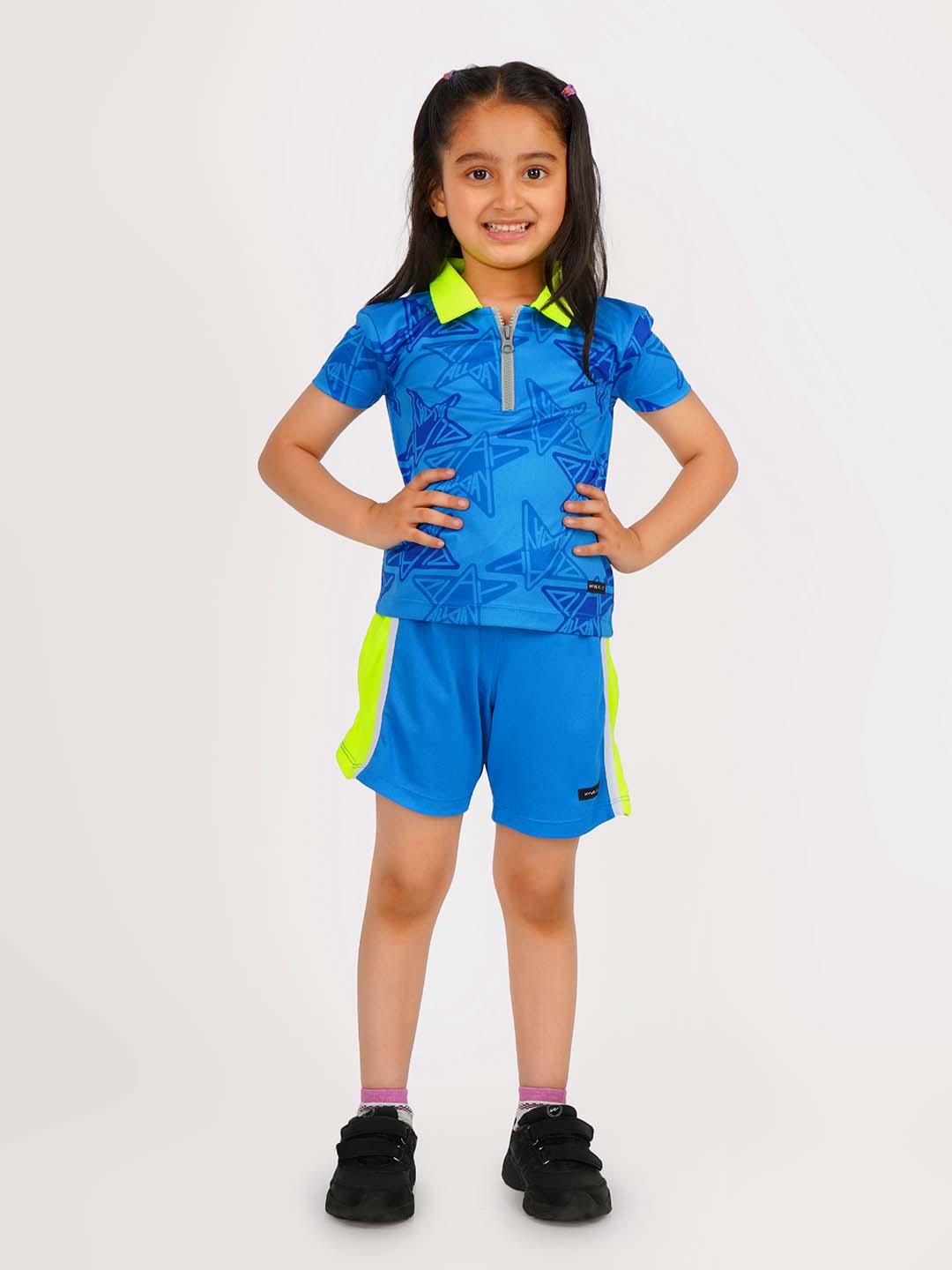 

HYVE Girls Abstract Printed Polo Collar T-shirt, Blue