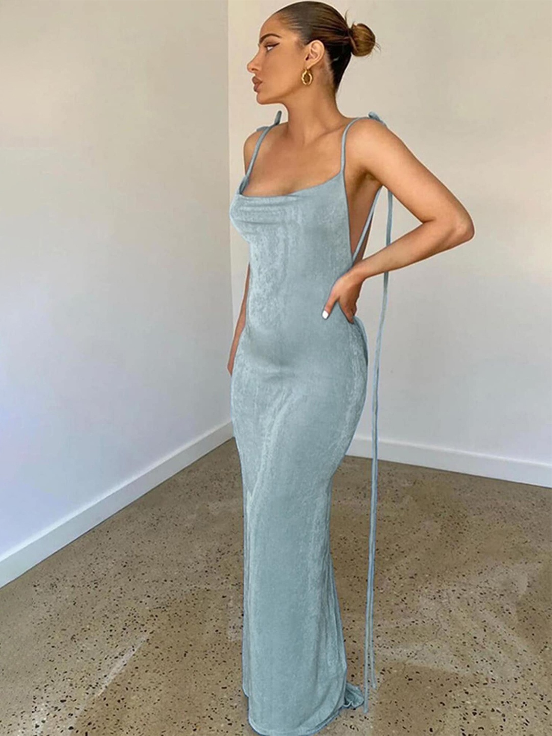 

LULU & SKY Shoulder Straps Maxi Dress, Blue